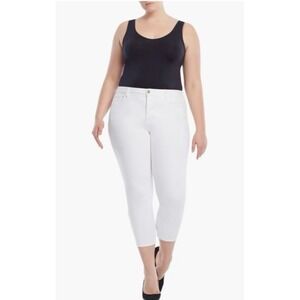 JEN7 7 for All Mankind Mid Rise Cropped Skinny Jeans Womens Size 8 White‎ Denim